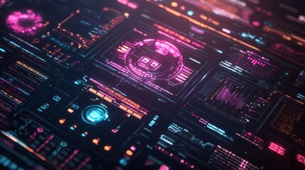 Poster - A glowing blue circle dominates the digital interface of the future