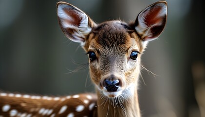 Wall Mural - Intimate portrait of a Fallow deer highlighting its delicate features and gentle gaze