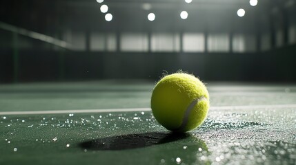 Wall Mural - the tennis ball bounces off the court.