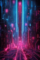 Poster - The abstract board texture of Hi-Tech Digital Technology is matched in a futuristic user interface with a head-up display screen to display digital data and information