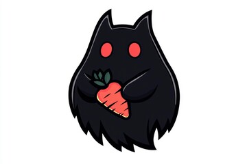 Sticker - Cute Black Monster Holding a Carrot