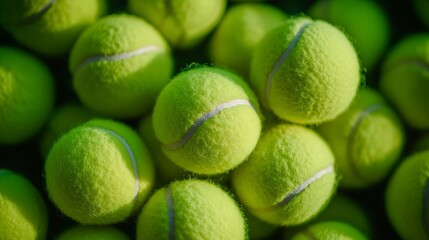 Wall Mural - Tennis balls background after the game. Close up view of green tennis balls. 