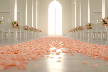 Wedding Aisle Lined with Flower Petals | Romantic Floral Pathway for an Elegant Ceremony