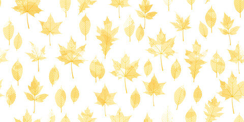 Wall Mural - Autumn watercolor leafs vector pattern. Fall leaves seamless print