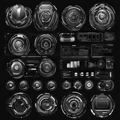 Poster - The use of technological HUD elements, virtual reality interfaces, infographics for websites and apps. The use of futuristic user interfaces. The use of virtual graphics.