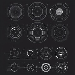 Poster - Head-up displays, virtual reality interfaces, infographics, futuristic user interfaces. Virtual graphics. We created futuristic HUD elements for the web and apps.