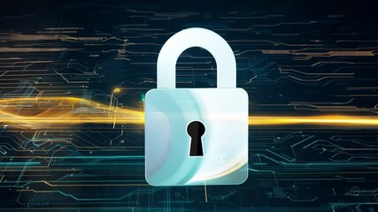 Poster - A metallic padlock stands prominently against a dynamic digital backdrop, symbolizing the importance of cybersecurity and safeguarding personal information in today's technology-driven world.