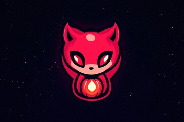 Poster - Cute Red Cat Holding Flame in Space