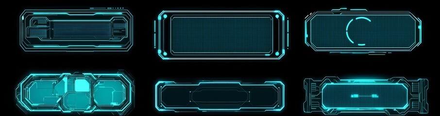 Poster - With a transparent circuit background and a futuristic interface frame in blue glow