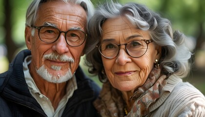 Wall Mural - Happy Grandparents Day Portrait of Grandfather and Grandmother Enjoying Time Together in the Park