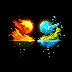 Sticker - Fire and Water Birds