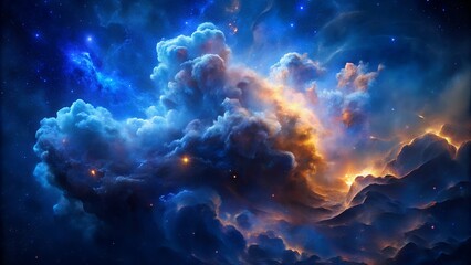 Wall Mural - blue nebula clouds in space