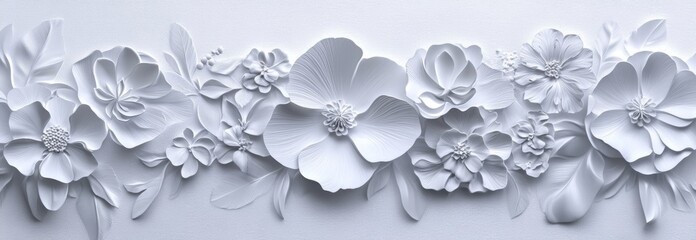 Canvas Print - Various flower linens with a white background.