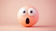 © Napasnan - Surprised emoji character with wide eyes on a pastel peach backdrop, great for expressing shock or excitement.