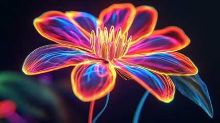 Poster - Neon Flower Bloom