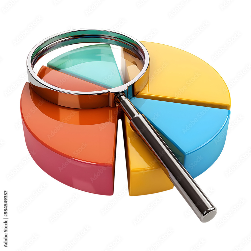 Pie Chart with Magnifying Glass 3D Icon - Generated AI Stock Photo ...