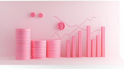 Poster - Pink Financial Growth Concept.