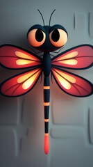 Sticker - Cute Cartoon Dragonfly with Big Eyes