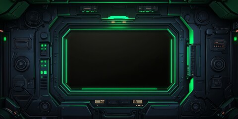 Poster - This sleek, ultramodern GUI element is perfect for gaming and streaming, featuring a stylish dark panel with vibrant neon green accents that enhance user experience and interaction