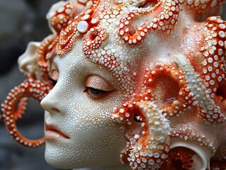 Canvas Print - Surreal Portrait of a Woman with Octopus Tentacles