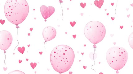 Valentine s Day themed digital paper featuring pink balloons