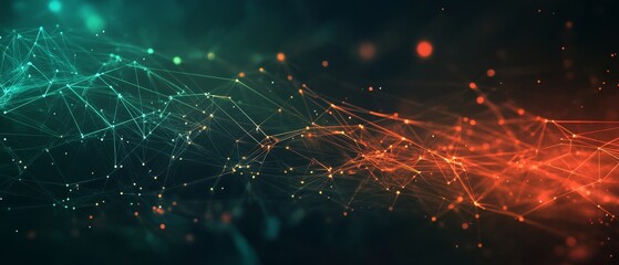 Fototapete - A vibrant digital landscape showcasing dynamic connections representing technology, AI, data processing, and audio graphics in a captivating manner that captures the viewers attention