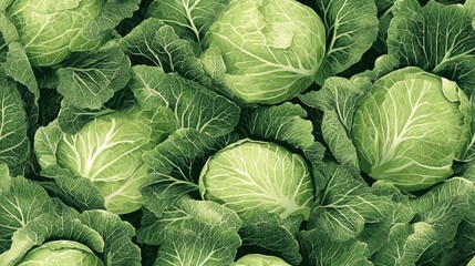 Wall Mural - Seamless cabbage pattern