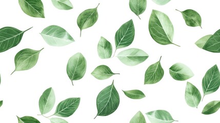 Wall Mural - Seamless pattern of green leaves minimalist delicate botanical backdrop