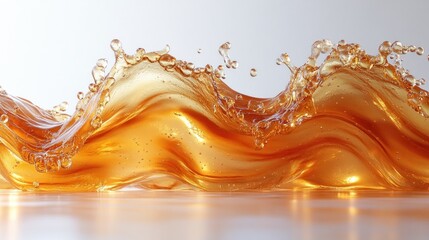 Canvas Print - Fluid, golden liquid creating dynamic waves and splashes.