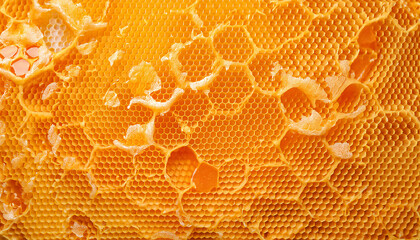 Background with honeycomb panels, honeycomb cores surface texture with copy space, flat lay