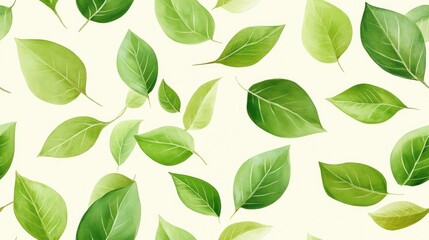 Wall Mural - Seamless pattern of green leaves