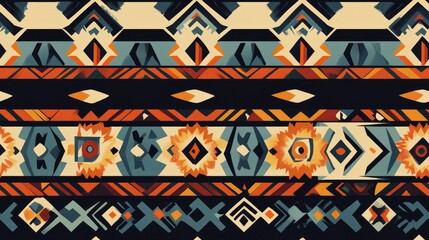 Sticker - Seamless tribal Navajo pattern featuring abstract Aztec geometric art Ethnic hipster backdrop suitable for wallpaper fabric paper wrapping postcards and textiles