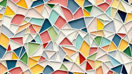 Sticker - Colorful and monochrome mosaic pattern with convex relief triangles