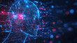 © Petzhy - Futuristic AI head with holographic data streams, showcasing advanced technology and digital connections. This image evokes sense of innovation and future of artificial intelligence