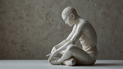 Sticker - Meditative Human Sculpture with White Finish