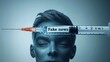 © Larysa - a syringe with the inscription 'fake news' near the man's head, the harmfulness of fake news