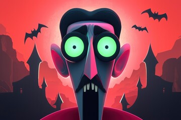 Poster - Cartoon Vampire with Big Eyes and a Frightened Expression