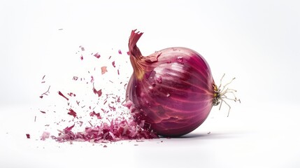 A close-up shot of a partially eaten red onion