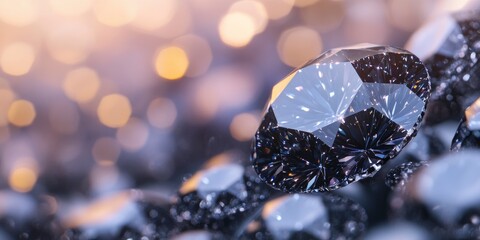 Wall Mural - Beautiful diamonds on blur bokeh light background