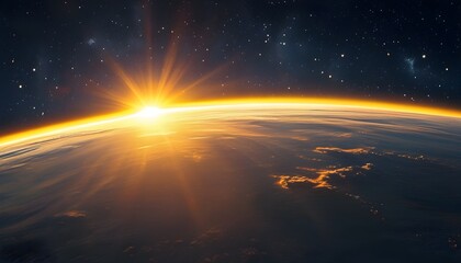 Poster - Golden Sunrise Over Earths Horizon from Space