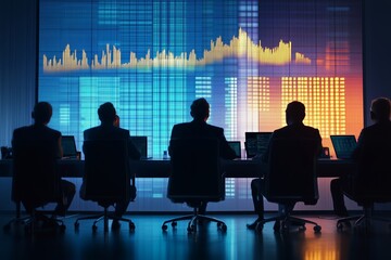 Poster - business executives analyzing data trends during a strategic meeting in a modern conference room at 