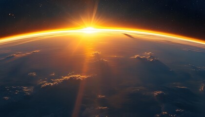 Poster - Golden Sunrise Over Earths Horizon from Space