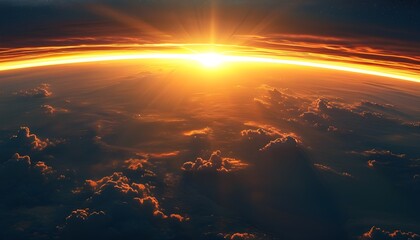 Poster - Golden Sunrise Over Earths Horizon from Space