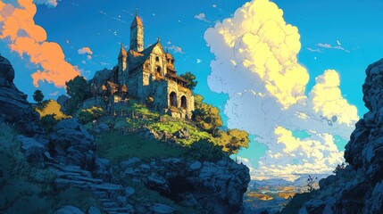 Poster - AI enhancing the book illustration process by transforming hand-drawn sketches into detailed, full-color scenes with rich textures and vibrant colors