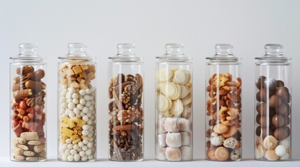 Assortment of Snacks in Glass Jars