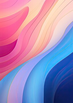 Blue gold pink abstract wave lines background