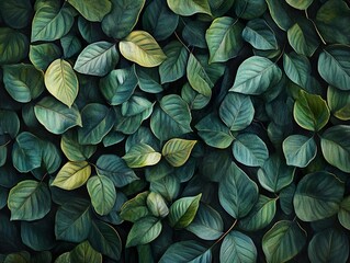 Wall Mural - Green Leaves Texture: Nature's Abstract Art