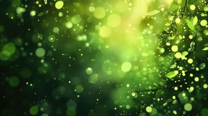 Poster - Line art illustration featuring blur and bokeh effects with a green color palette