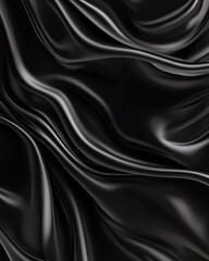 Wall Mural - Line art illustration of elegant flowing black wavy silk or satin fabric