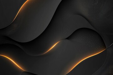 Wall Mural - Abstract black and gray gradient geometric background featuring neon light curves and shapes showcasing a vibrant graphic design